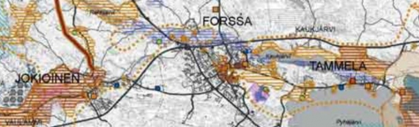 Karttaote Forssan seudun strategisesta rakennetarkastelusta eli FOSTRAsta